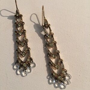 Earrings dangle bling - gold tone